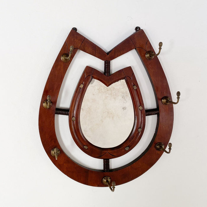 Victorian Horseshoe-Shaped Mirror with Brass Hangers