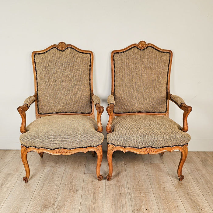 Pair of 19th Century Italian Carved Wooden Chairs in Transitional Style