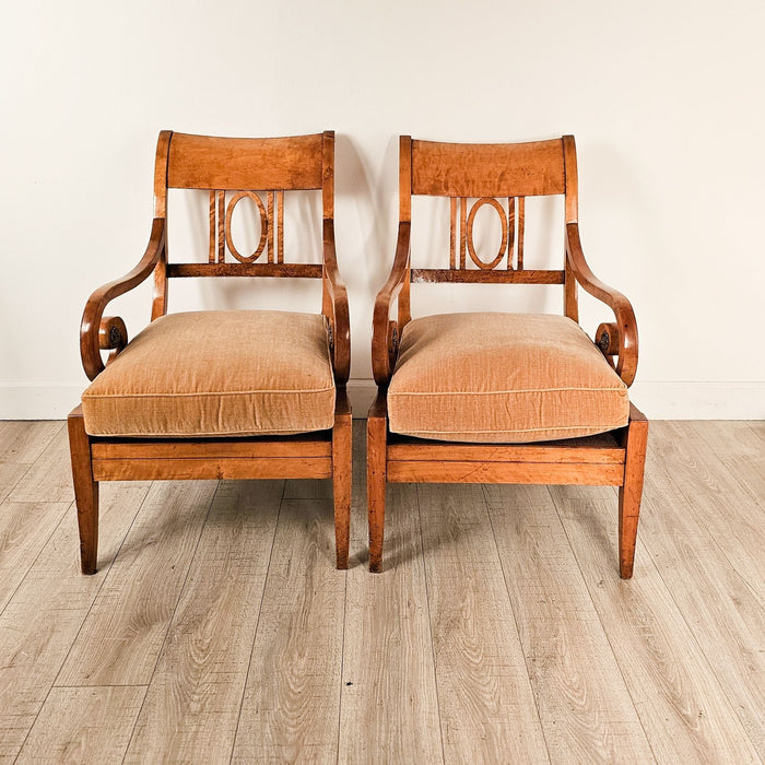 Pair of Large Satin Birch Biedermeier Chairs, circa 1820