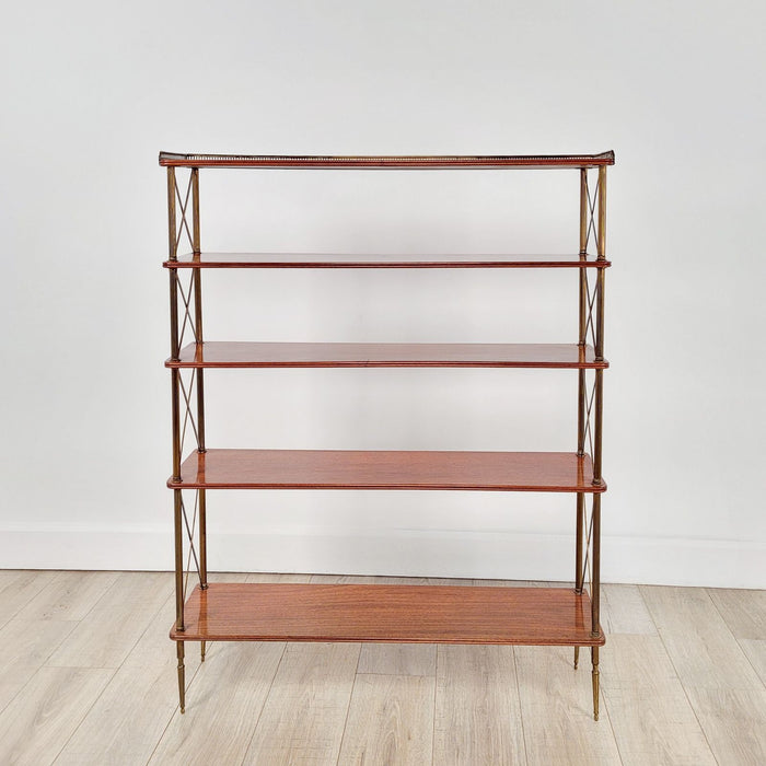 Directoire / Regency Style Neoclassical Brass & Wood Narrow Set of Shelves