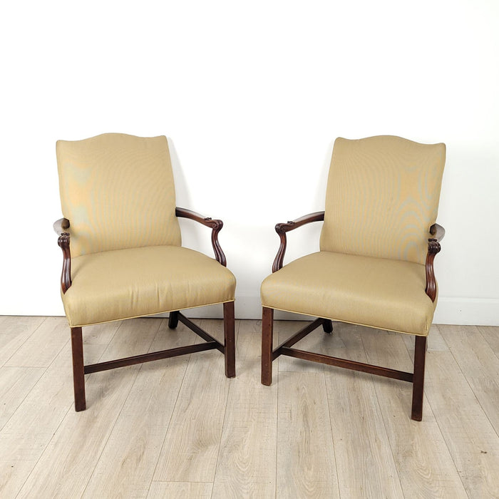Pair of English Walnut Library Chairs, Probably 18th Century