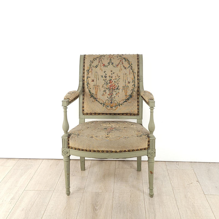 Directoire Grey Green Armchair, 19th century