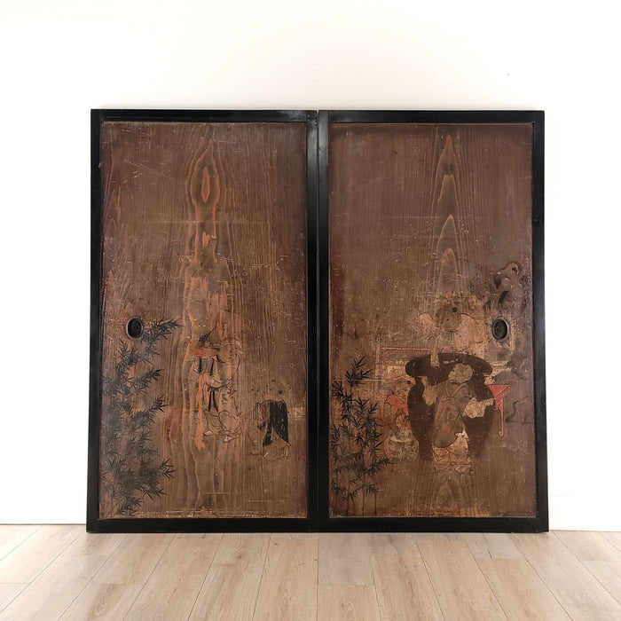 Pair of Meiji Period Painted Sliding Doors