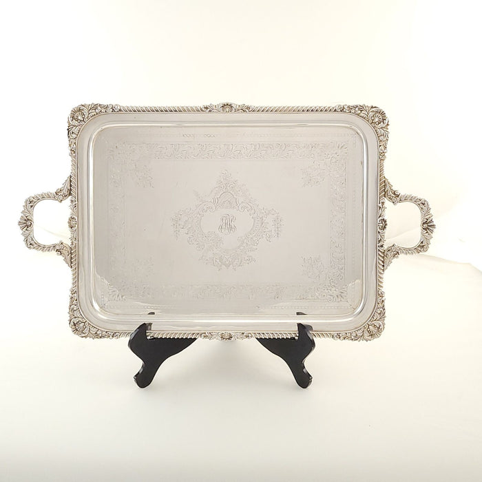 Vintage Silver Plated Serving Tray in the Georgian Style, circa 1960