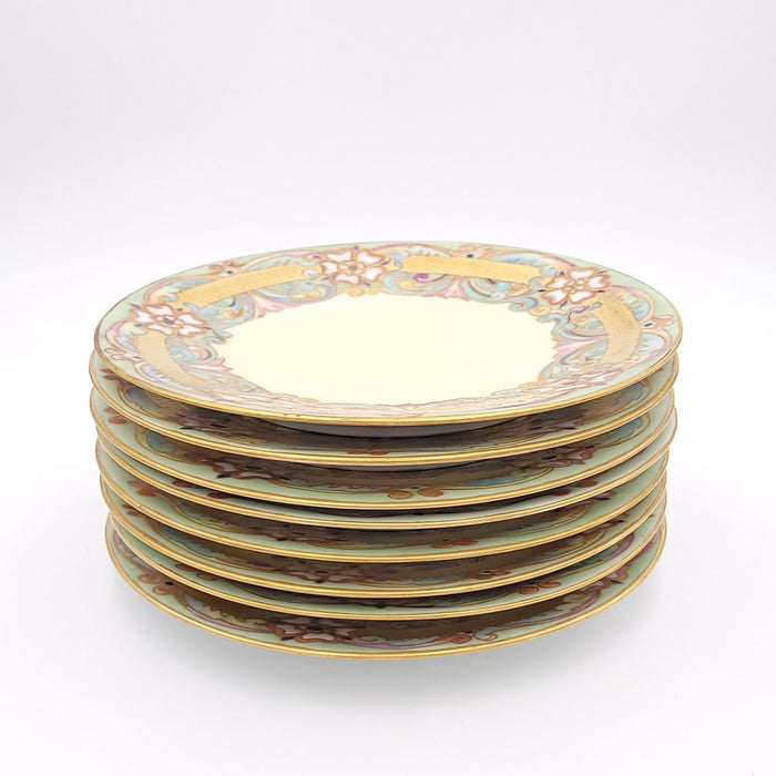 Set of Eight Limoges Plates Hand-Painted with Quotations from Shakespeare