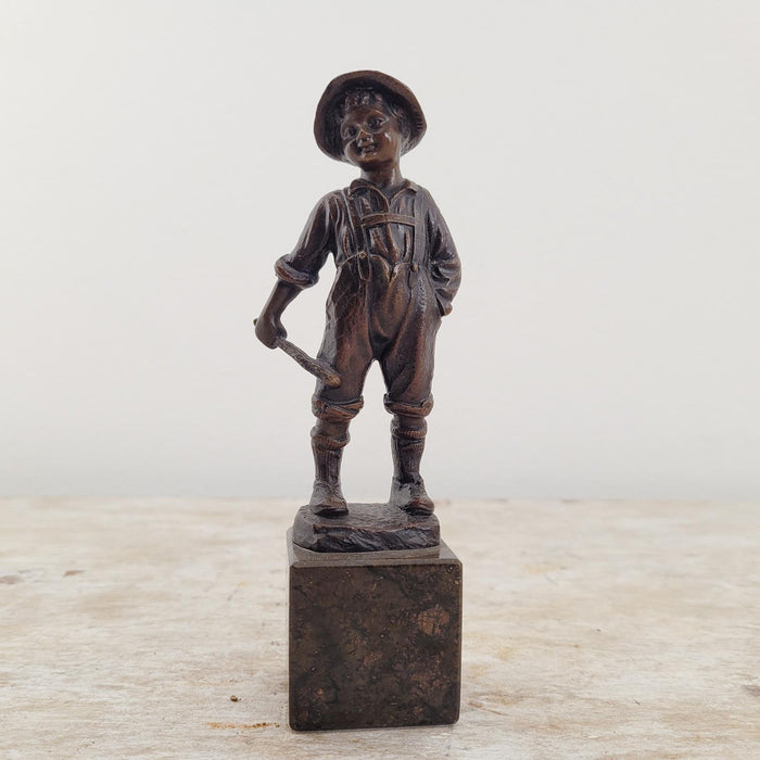 Circa 1880 Bronze of a Young Boy on Marble Base, France
