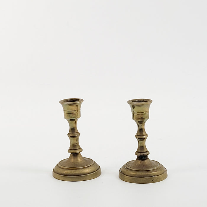 Circa 1750 Continental Brass Candlesticks, A Pair