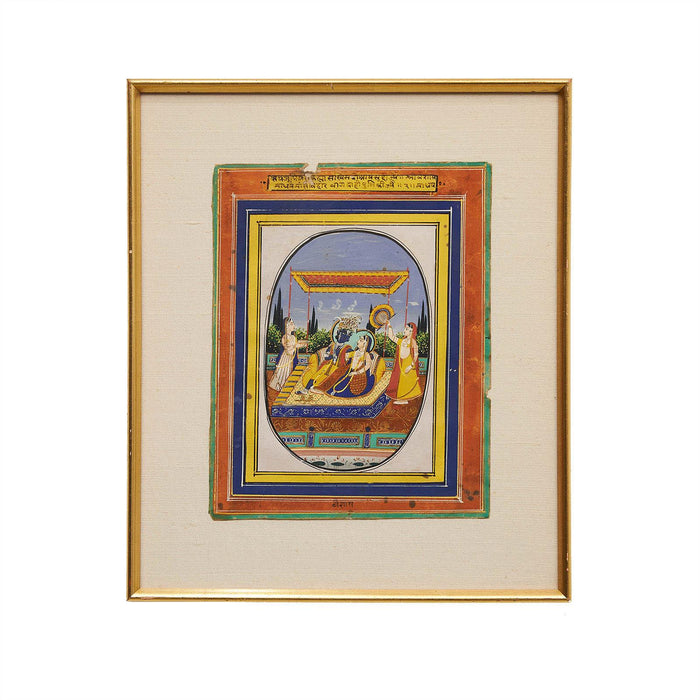 Circa 1850 Miniature of Krishna & Lakshmi, India