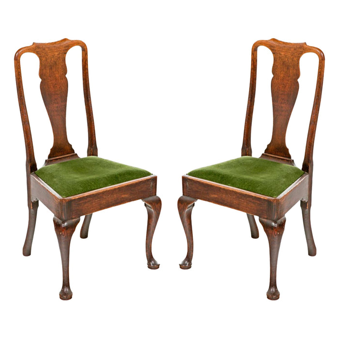 18th Century Queen Anne Oak Chairs - A Pair