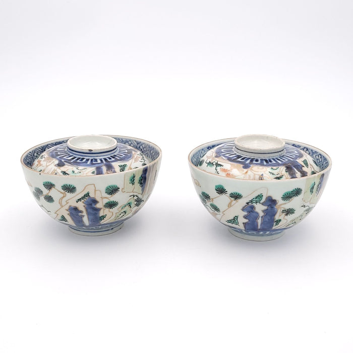 Pair of Japanese Imari Porcelain Covered Bowls, circa 1880