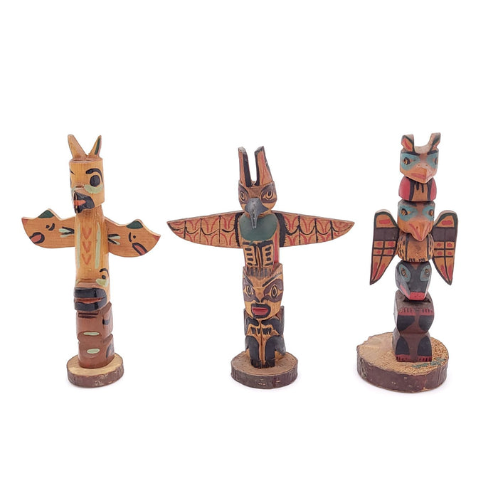 Group of Three NW Coast Indian Totem Pole Models