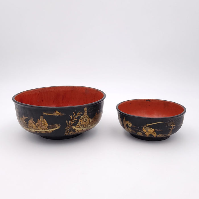 Pair of Similar Japanese Lacquer Decorated Bowls, circa 1890