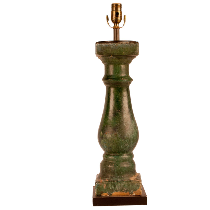 Green Glazed Pottery Balustrade Lamp, China circa 1880