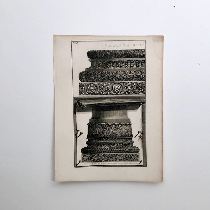 Piranesi Engraving of "Bases of 2 Columns"