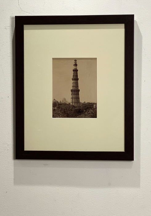 Antique Photograph of Column Quatab Minar, Delhi India