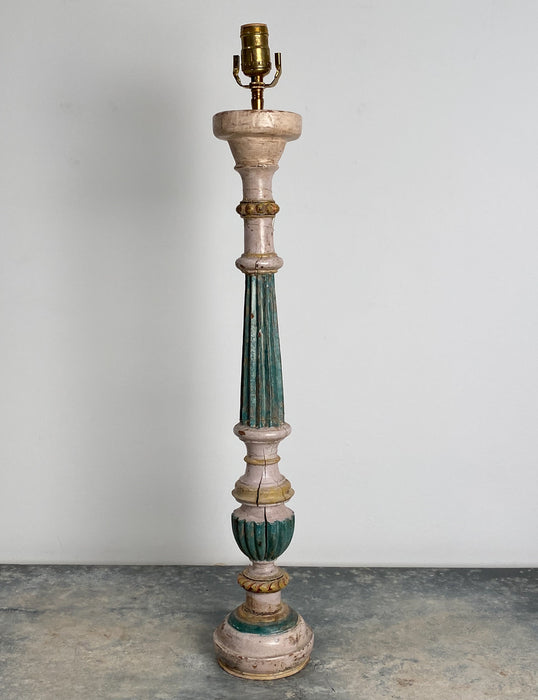 Circa Early 19th Century Italian Painted Pricket Lamp