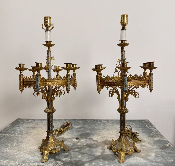 Pair of Candelabra Lamps, France Circa 1900