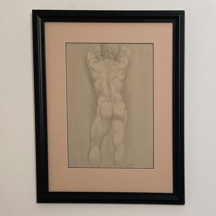 Vintage Academic Sketch of a Male Nude