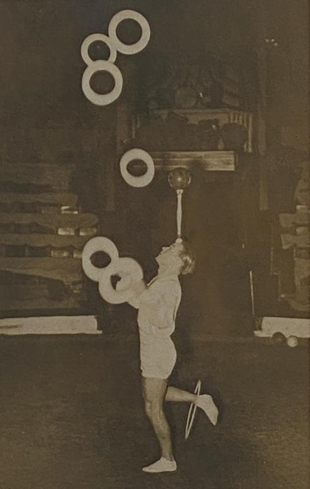 Vintage Black and White Photo of a Juggler