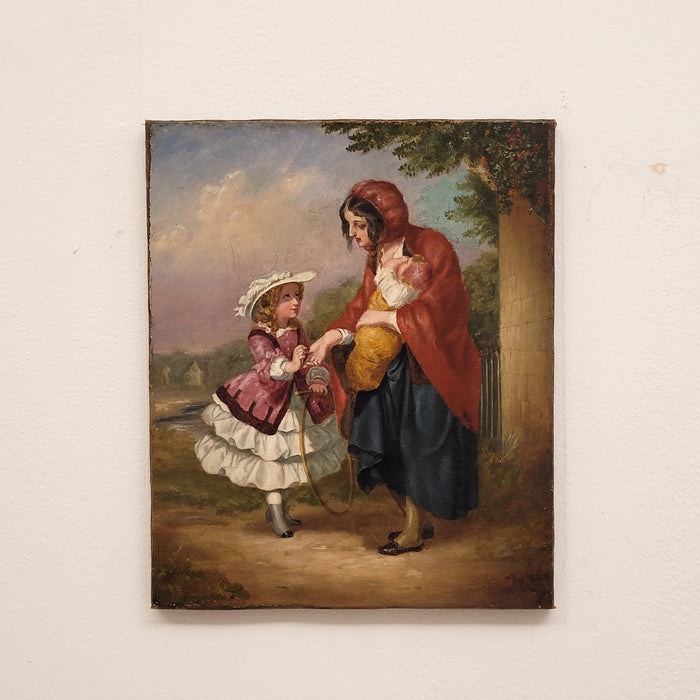 Mid-19th Century Victorian Painting Depicting Charity, England or America