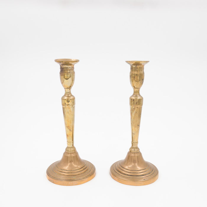 Circa 1770 George III Brass Candlesticks, United Kingdom, A Pair