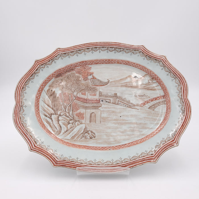 Circa 1780 Chinese Export Rouge de Fer Porcelain Plate
