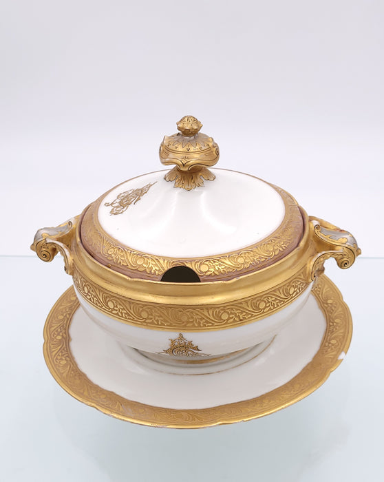 Circa 1870 Old Paris Porcelain Heavily Gilt Sauce Tureen