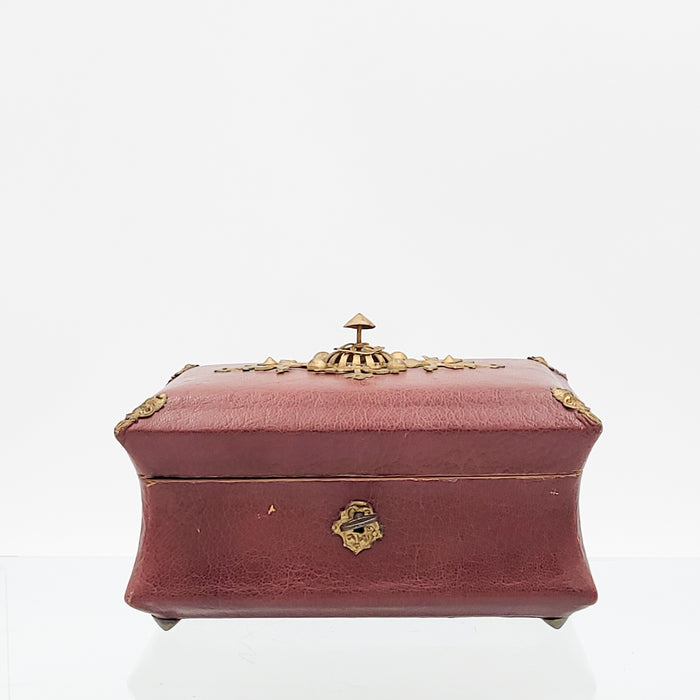 Circa 1830 Leather and Gilt Tea Caddy, England