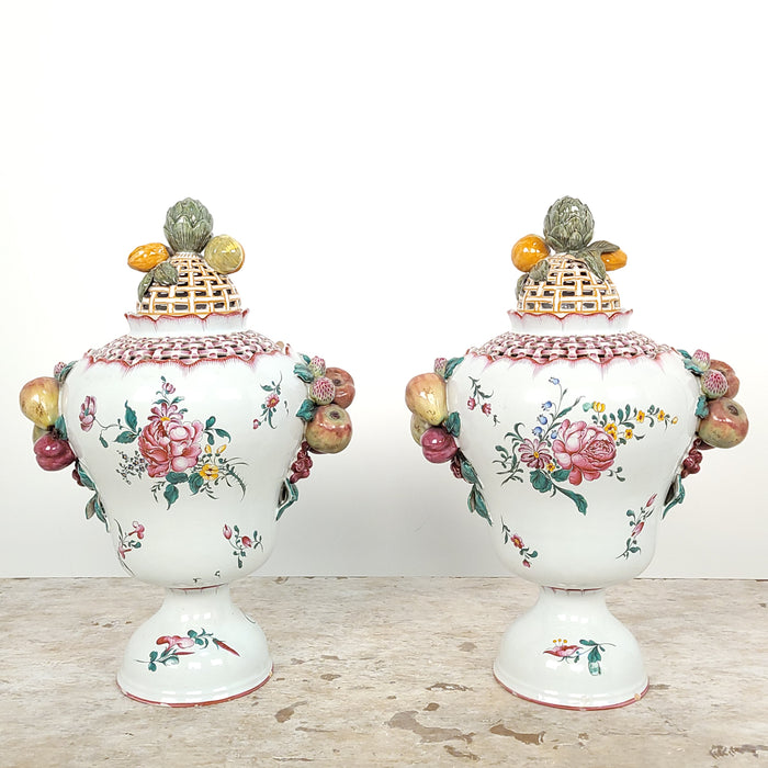 Circa 1960 Large Italian Pottery Covered Jars, A Pair