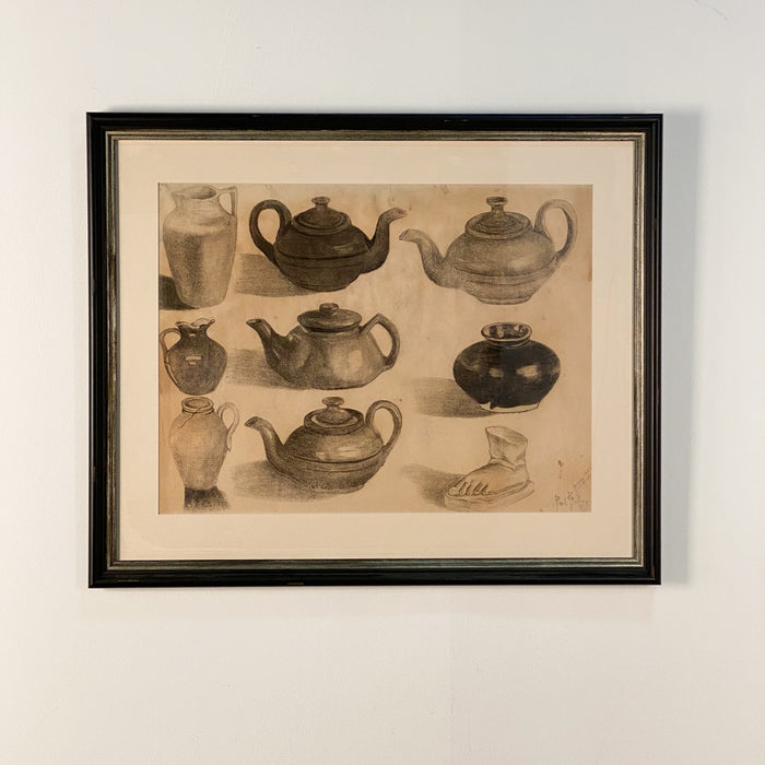 Drawing of Antique Relics and Pottery by Paul Gellers, circa 1920. Was $1250
