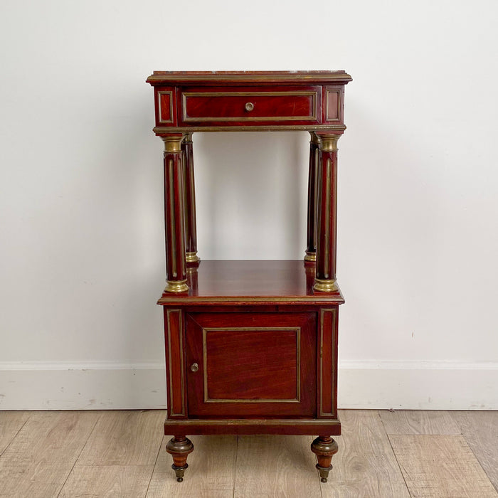 Napoleon III Side Table in Mahogany with Brass Trim and Marble Top