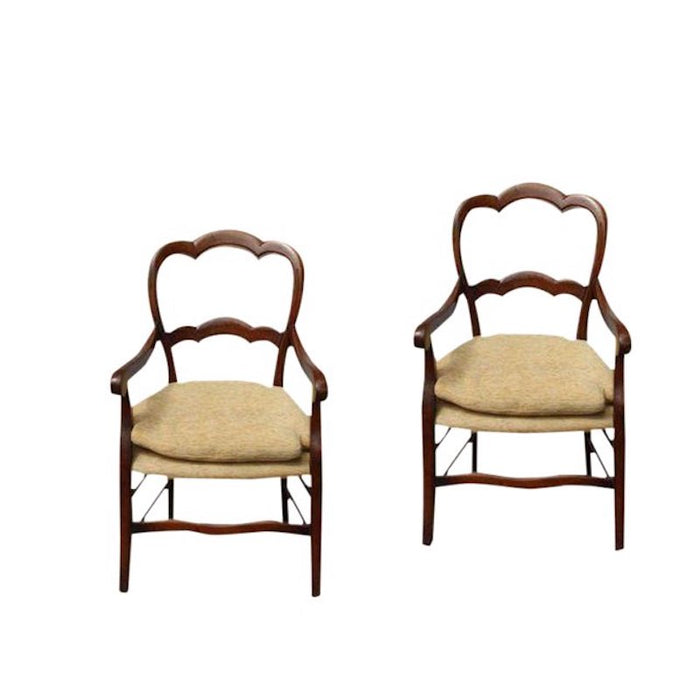 Circa 19th Century French Fruitwood Armchairs, A Pair