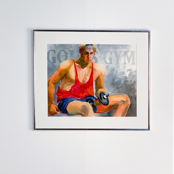 20th Century Watercolor of a Male Athlete, circa 1980, signed Kay Hagemann