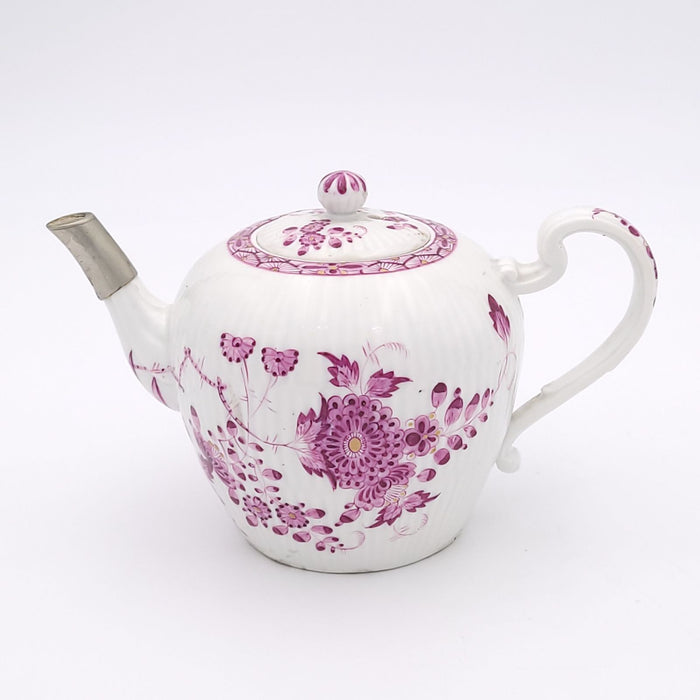 Meissen Tea Pot with Replaced Silver Spout, Germany circa 1750