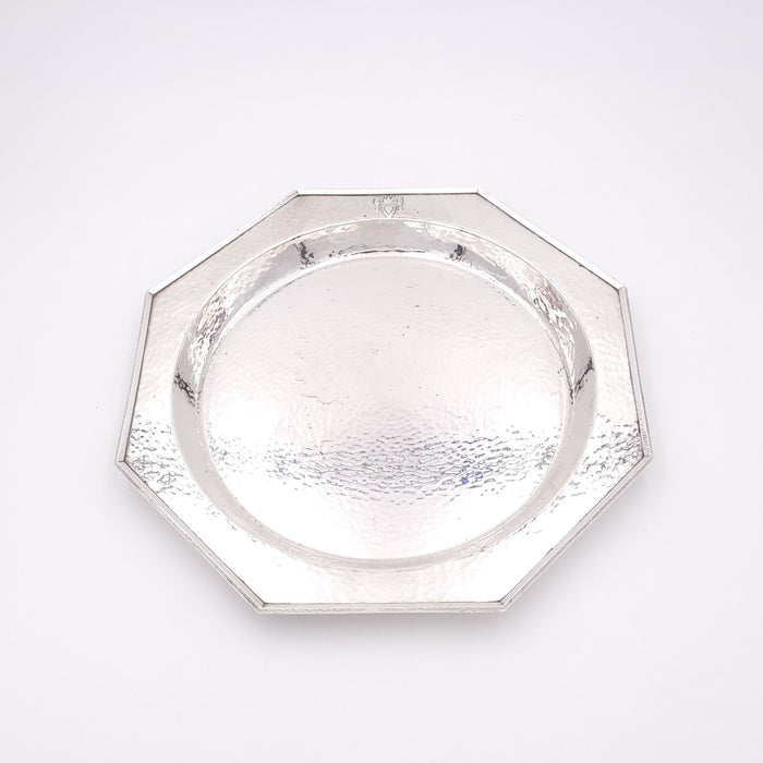 Rogers Brothers Octagonal Hammered Silver Plate Bar Tray, U.S.A. 1920