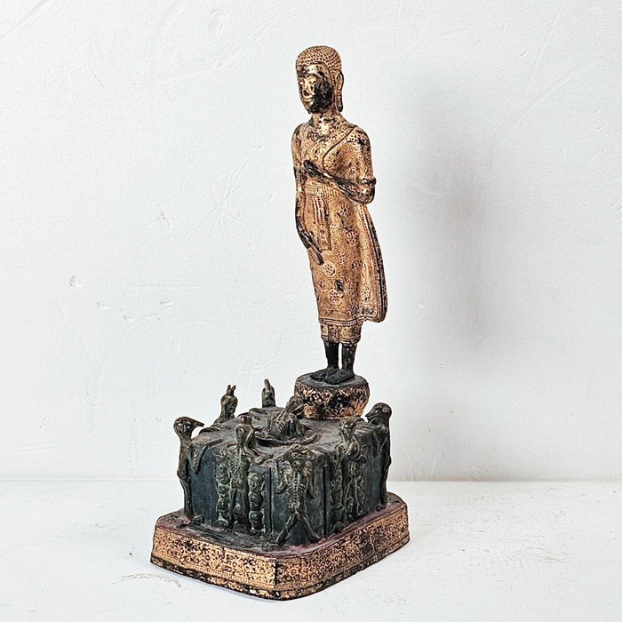 Thai Bangkok Gilt Bronze Figure of a Monk, circa 1830