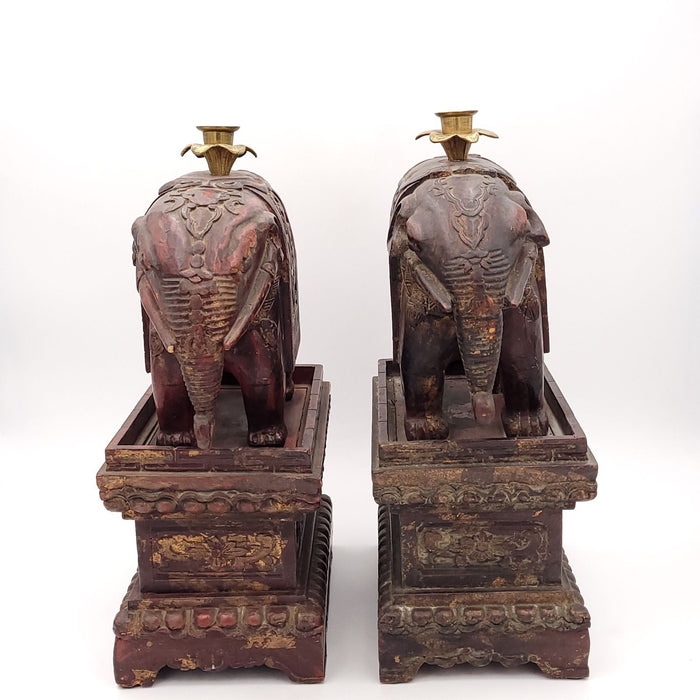 Pair of Decorative Vintage Large Elephant Candlesticks, Probably China circa 1980