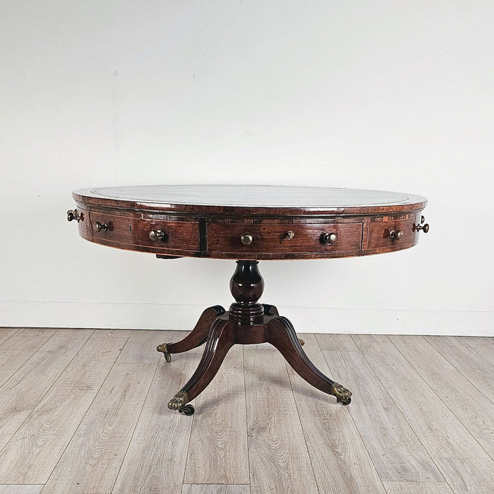 Regency Drum Table in Mahogany and Rosewood, England circa 1815