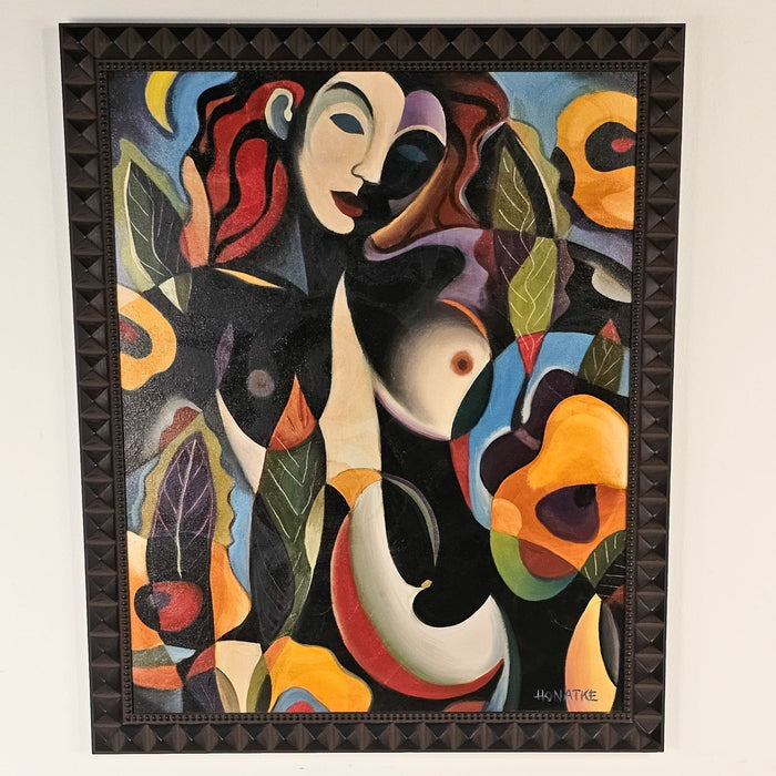 Female Nude Abstract Painting Signed Paul Honatke, 2002