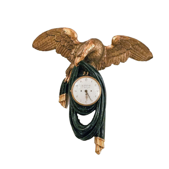 Gilt, Painted, and Carved Eagle Clock, Prussian/European, Early 19th century