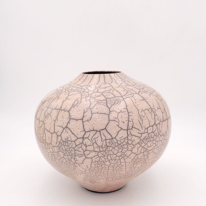 Raku Glazed Crackleware Vase by Denise Stukas, U.S.A. circa 1980
