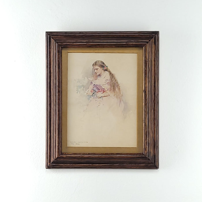 Watercolor of a Victorian Beauty, Dated 1899