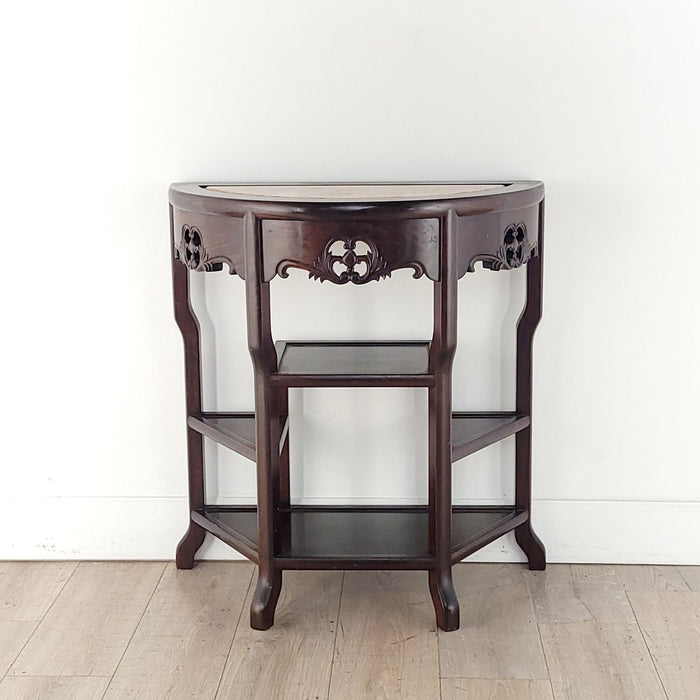 Vintage Marble and Rosewood Chinese Table, circa 1980