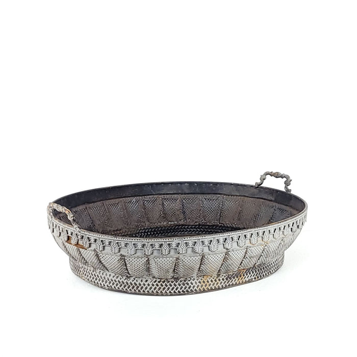 Antique White Metal Centerpiece with Tole Liner, circa 1900