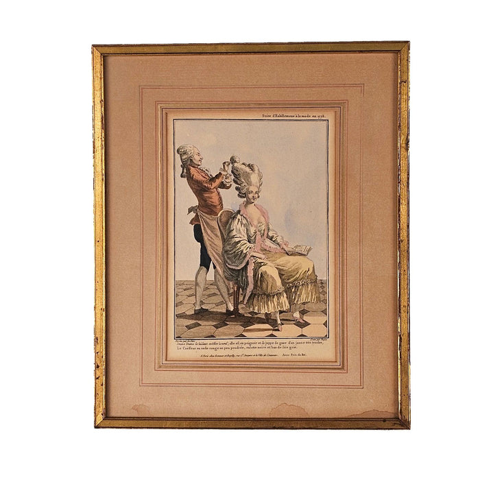 18th Century French Hand-Colored Engraving