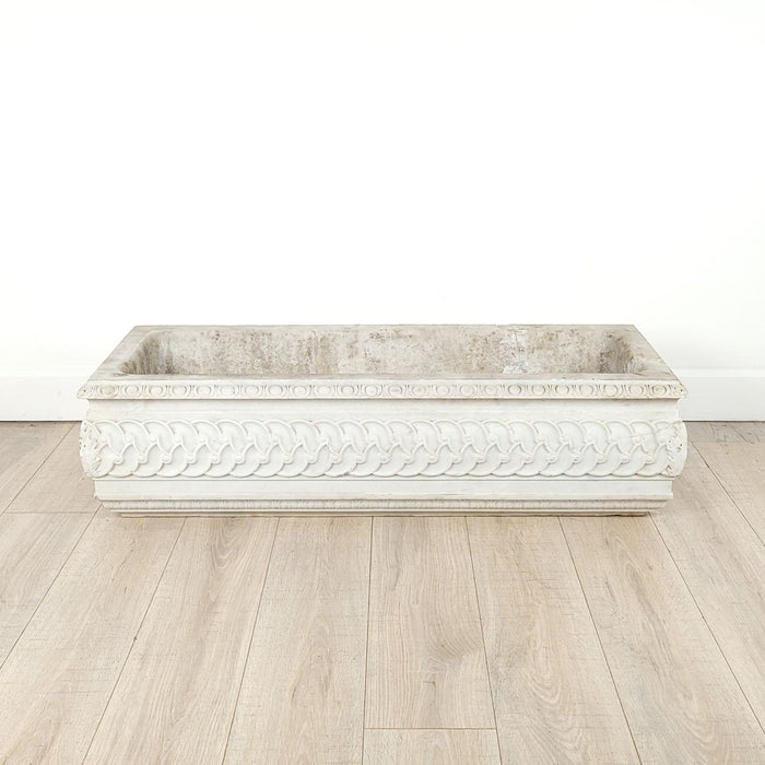 White Marble Carved Classical Rectangular Basin, 19th Century or Earlier