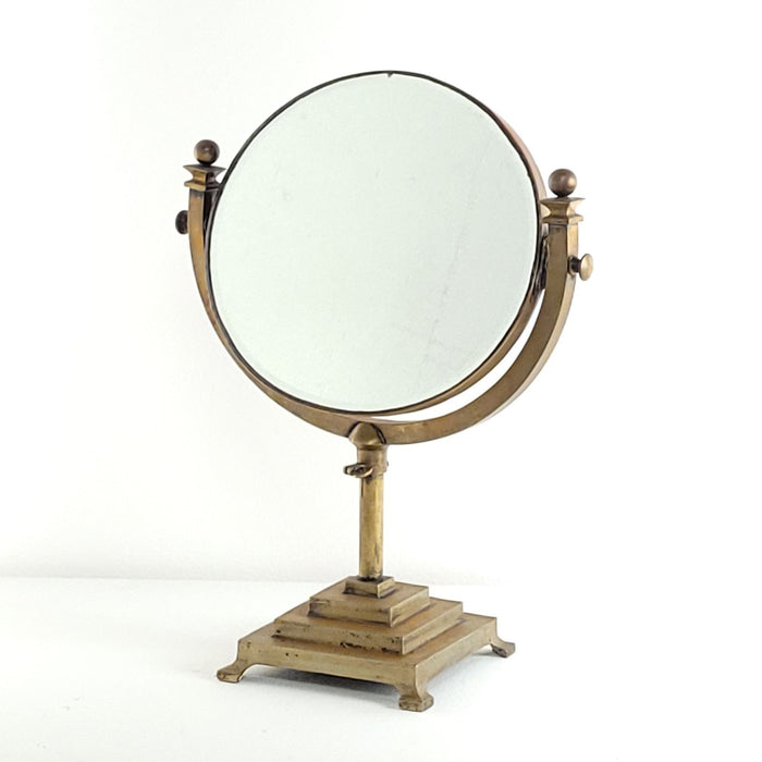 Edwardian Brass Swiveled Dressing Mirror, England circa 1910