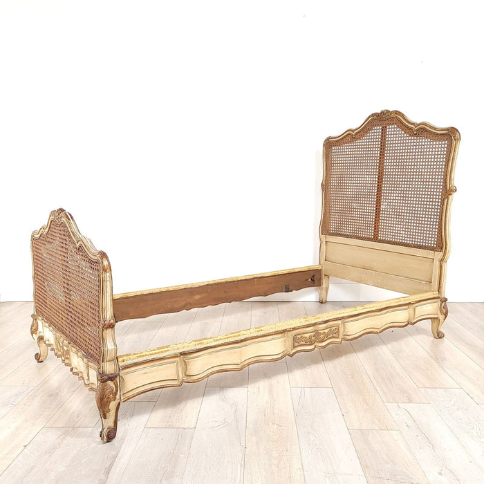 Belle Époque Painted and Gilt French Louis XV–Style Bed, circa 1890