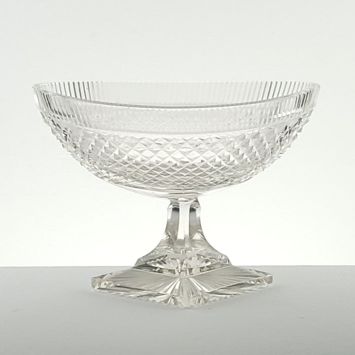 Large Georgian Irish Crystal Oval Pedestal Bowl, circa 1800