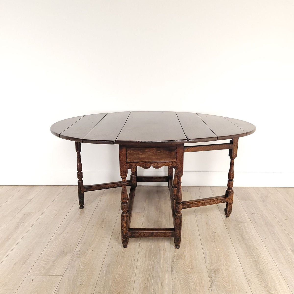Rustic English Oak Dropleaf Table, 19th century or earlier. As Is ...